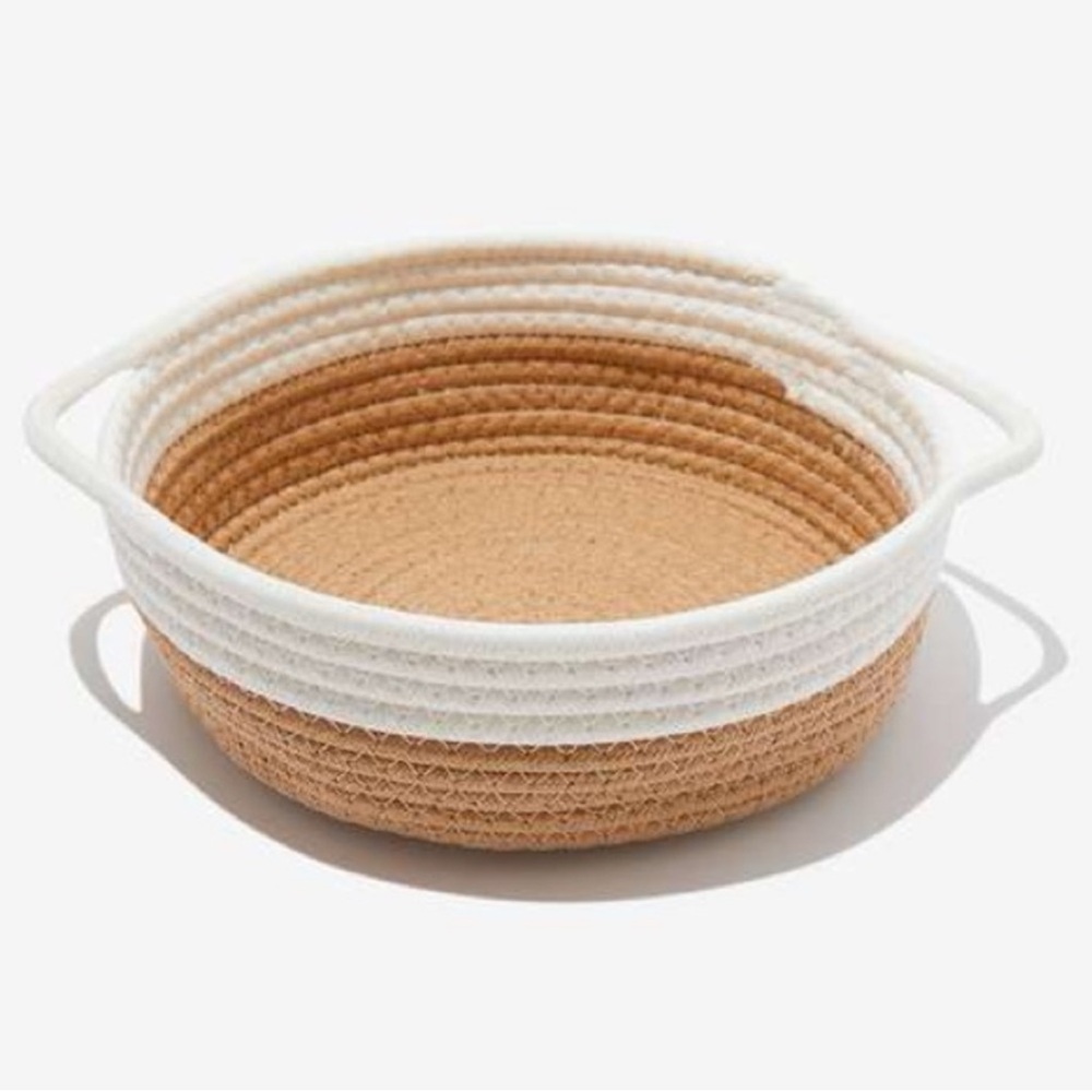Short Stories Large Woven Basket - White and Tan